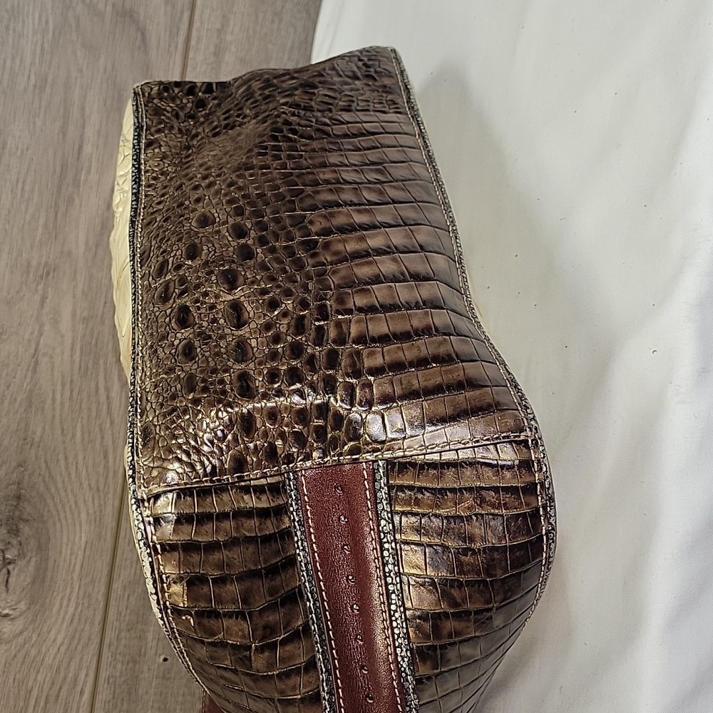 Brahmin  Color Block Croc Embossed Leather Hobo Shoulder Bag - Picture 5 of 14